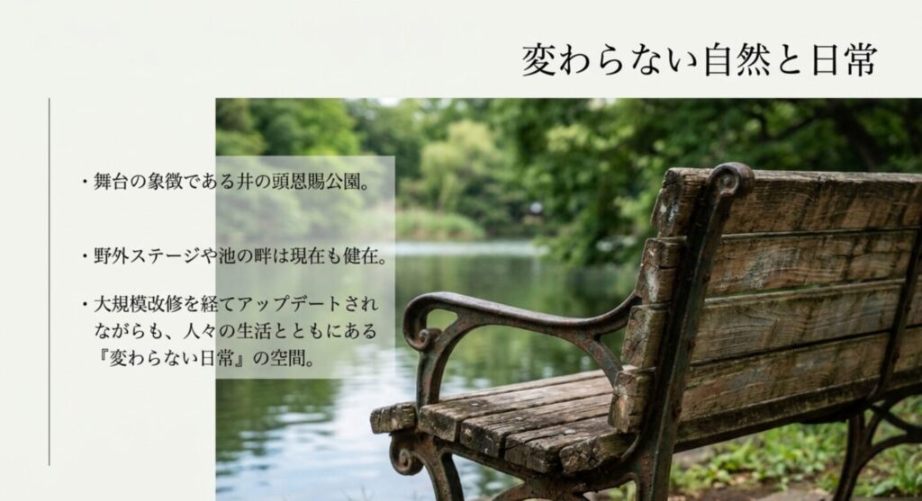 2026年現在の井の頭恩賜公園の様子