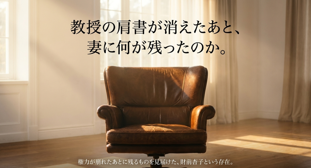 財前五郎の教授という肩書と権力が意味を失ったあと、妻・杏子に残った夫への情と関係を問いかけるスライド