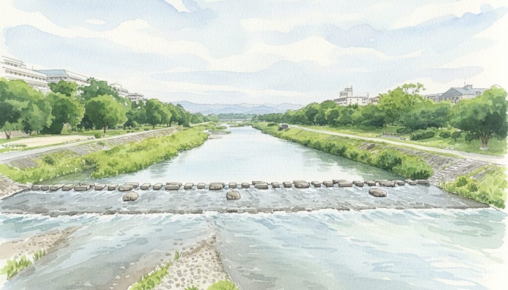 鴨川沿いに広がる物語のシーン