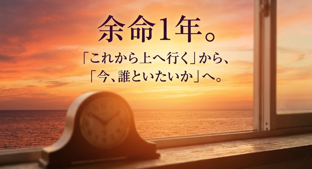 余命1年を告げられた杉下希美の問いが、これから上へ行くことから、今誰といたいのかへ変化したことを表したスライド