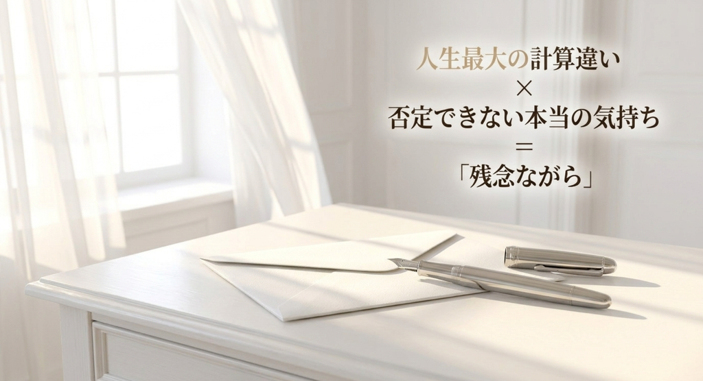 『やまとなでしこ』最終回の「残念ながら」を、人生最大の計算違いと否定できない本当の気持ちが重なる言葉として示したスライド