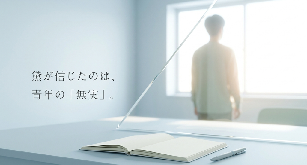 リーガル・ハイ第1話で黛真知子が坪倉裕一の無実を信じる姿を表したスライド