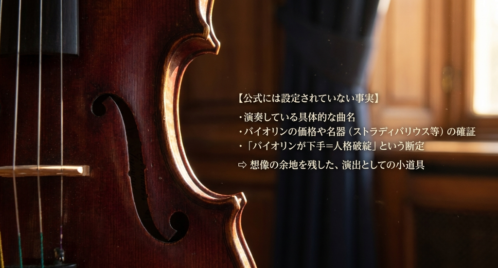 リーガル・ハイのバイオリンの曲名や価格など公式確認できない情報を整理したスライド