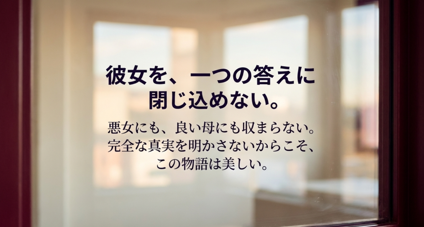 悪女にも良い母にも収まらず最後まで完全な真実を明かさない安藤貴和を表したまとめスライド