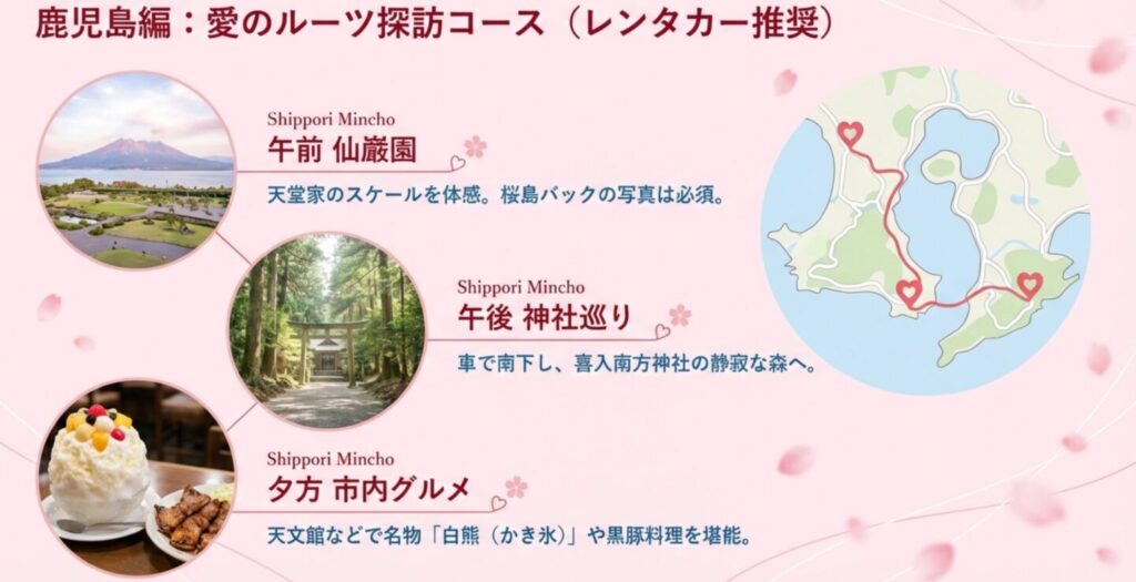 仙巌園や神社を巡る恋つづ鹿児島ロケ地巡礼モデルコース