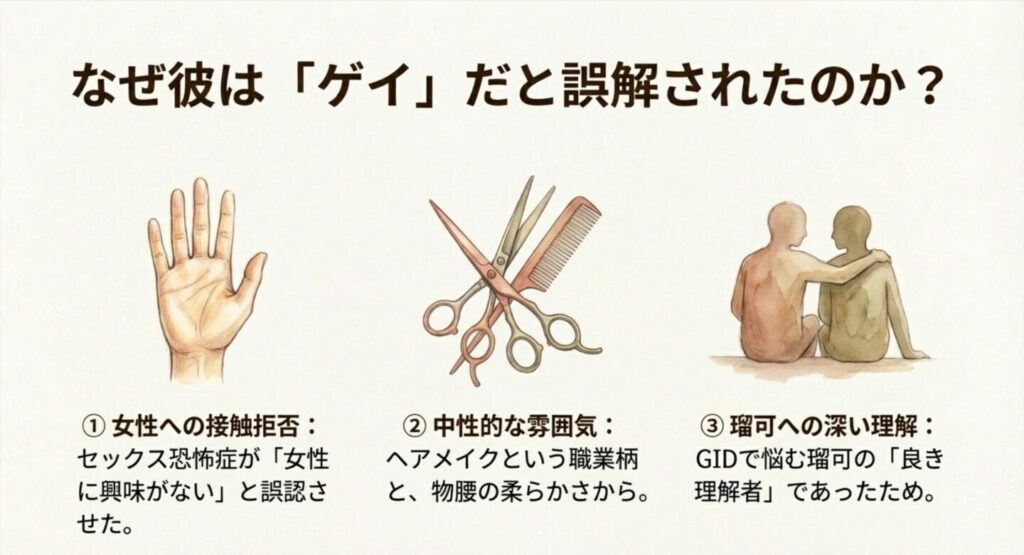 タケルが性同一性障害やゲイと誤解される理由