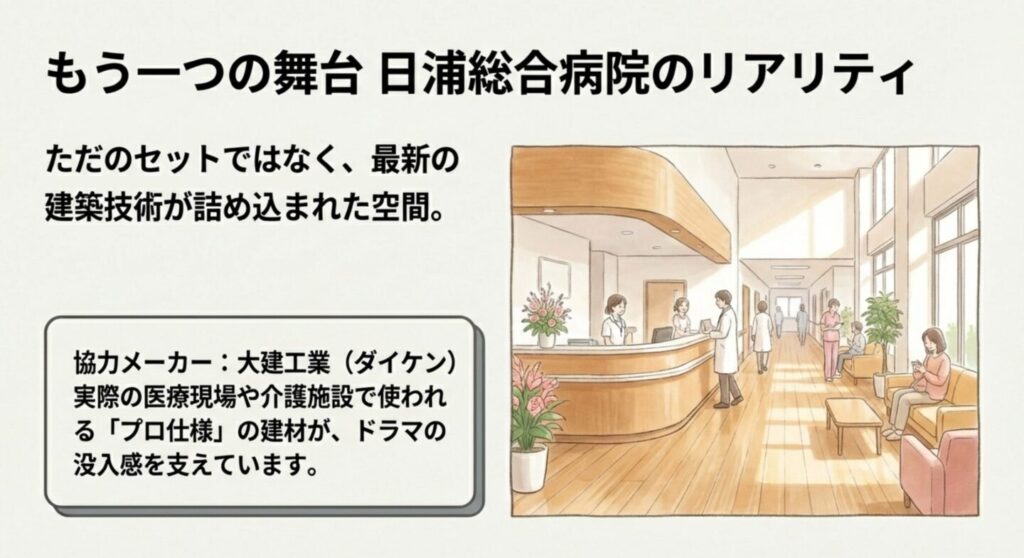 日浦総合病院セットのリアリティを支えるDAIKENのプロ仕様建材の解説