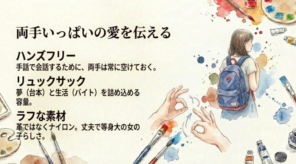 両手いっぱいの愛を伝えるバッグ:手話のためのハンズフリーなリュックサック