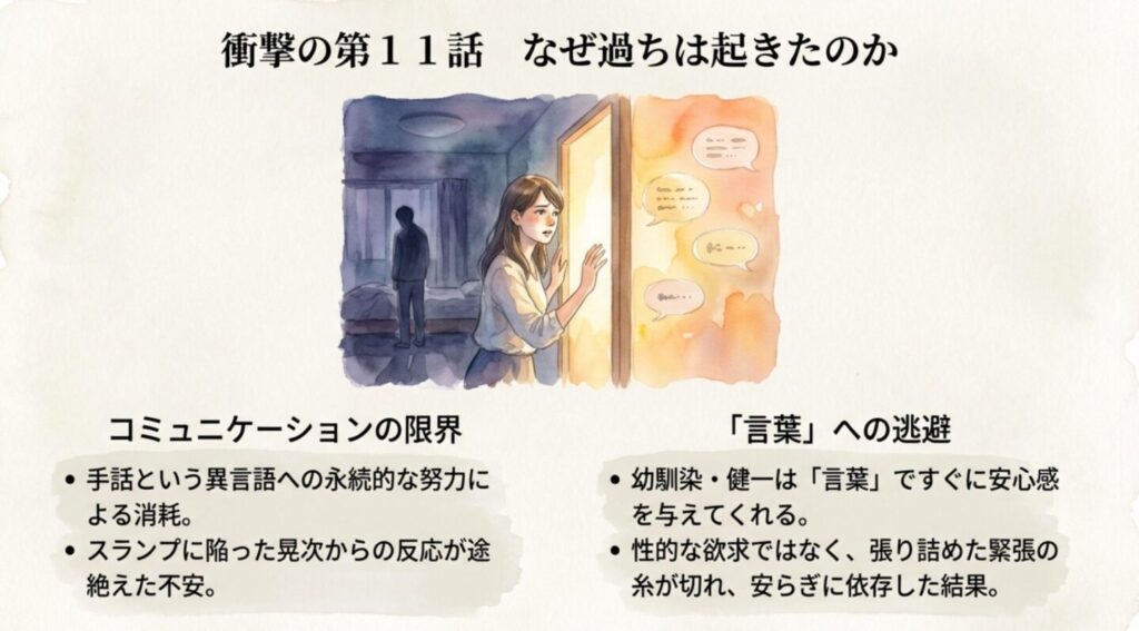 衝撃の第11話で過ちが起きた理由。コミュニケーションの限界と言葉への逃避についての考察