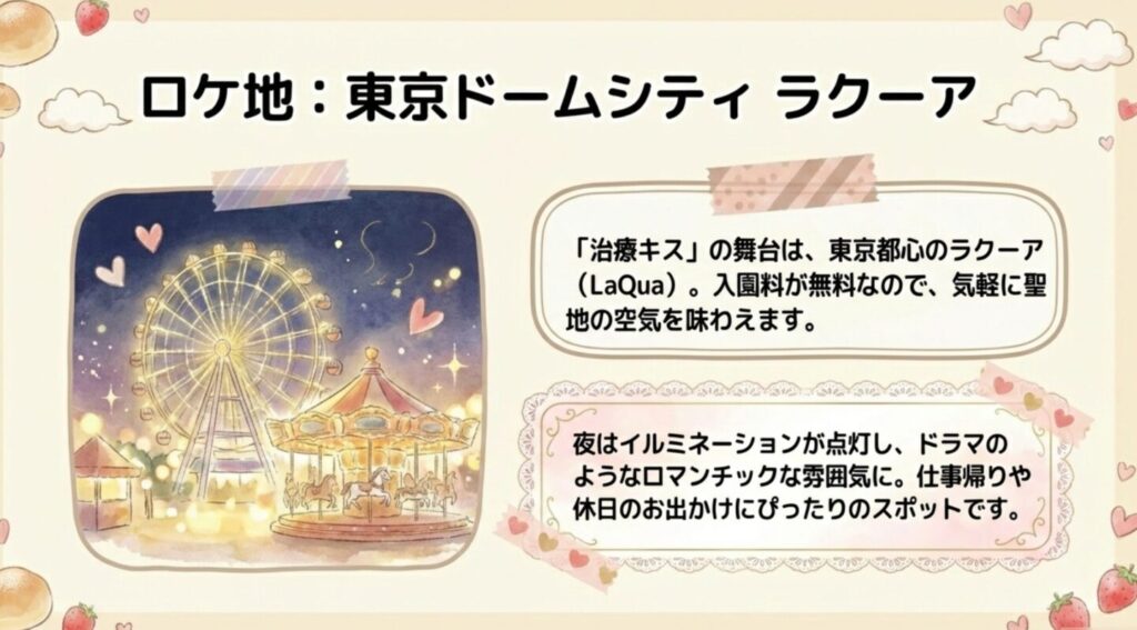 治療キスのロケ地である東京ドームシティラクーアの夜景