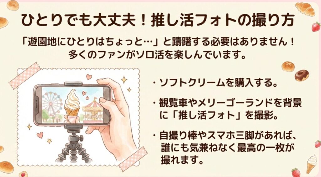 ひとりで楽しむ推し活フォトの撮り方とソフトクリーム