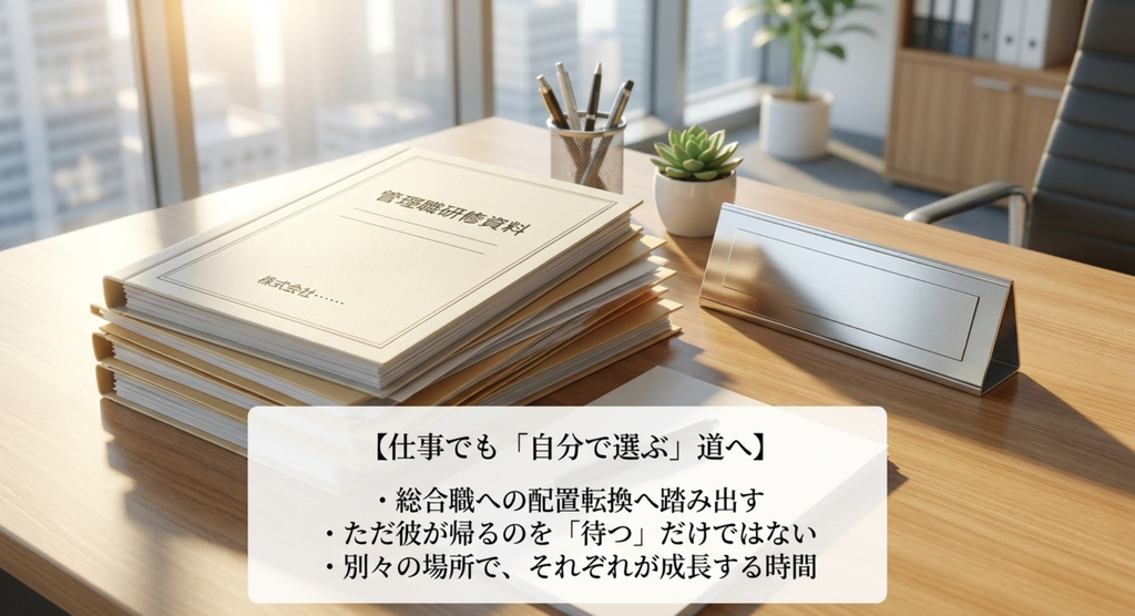 総合職への配置転換に踏み出し、田之倉くんを待つだけではなく自分の人生も進める花笑の変化