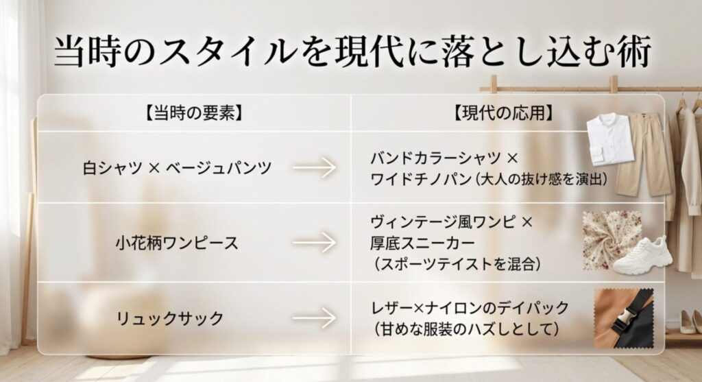 90年代のスタイル要素を現代のコーディネートへ応用する具体的なテクニック