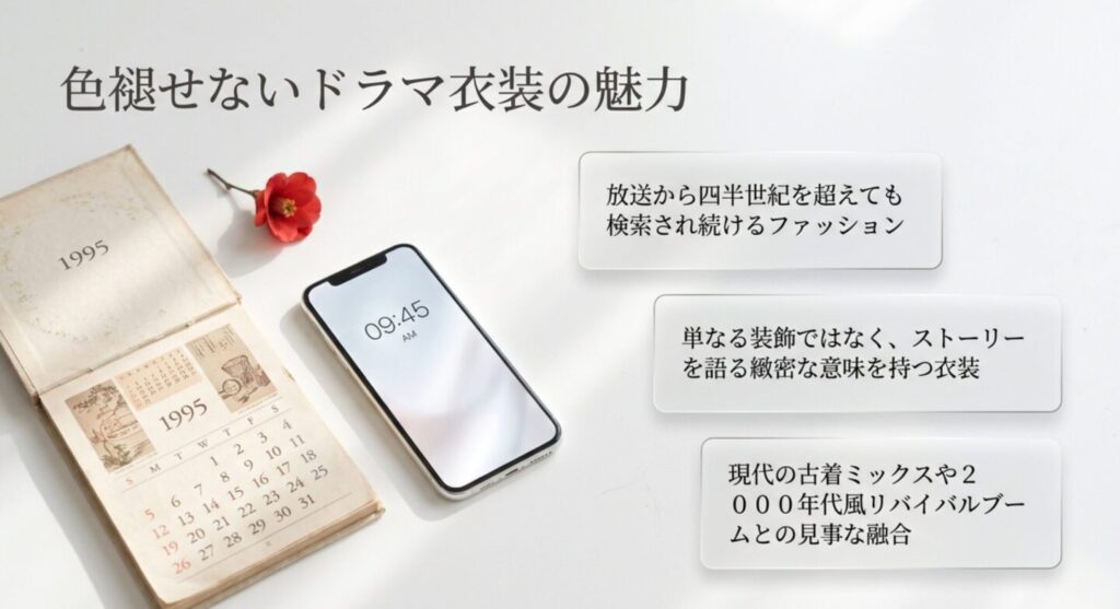放送から四半世紀を超えても愛されるドラマ衣装の魅力と現代への融合