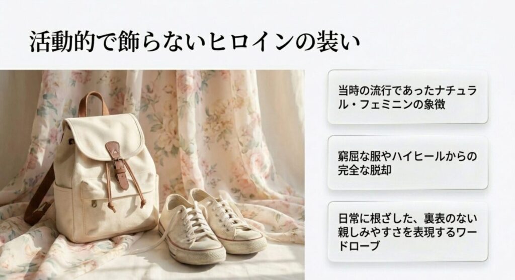 常盤貴子演じるヒロインの活動的で飾らないナチュラル・フェミニンな装い