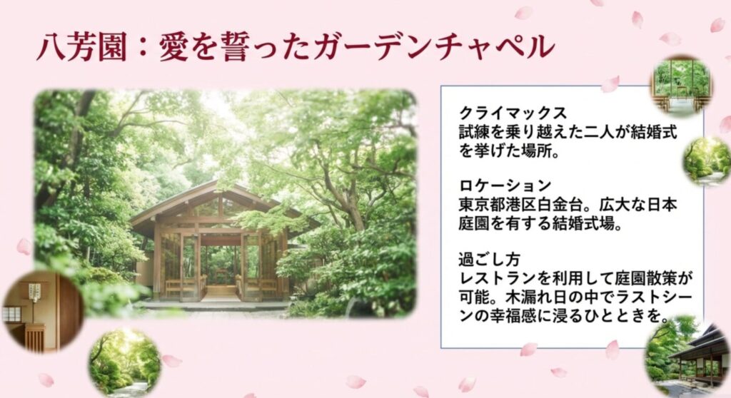 八芳園の結婚式場で愛を誓う
