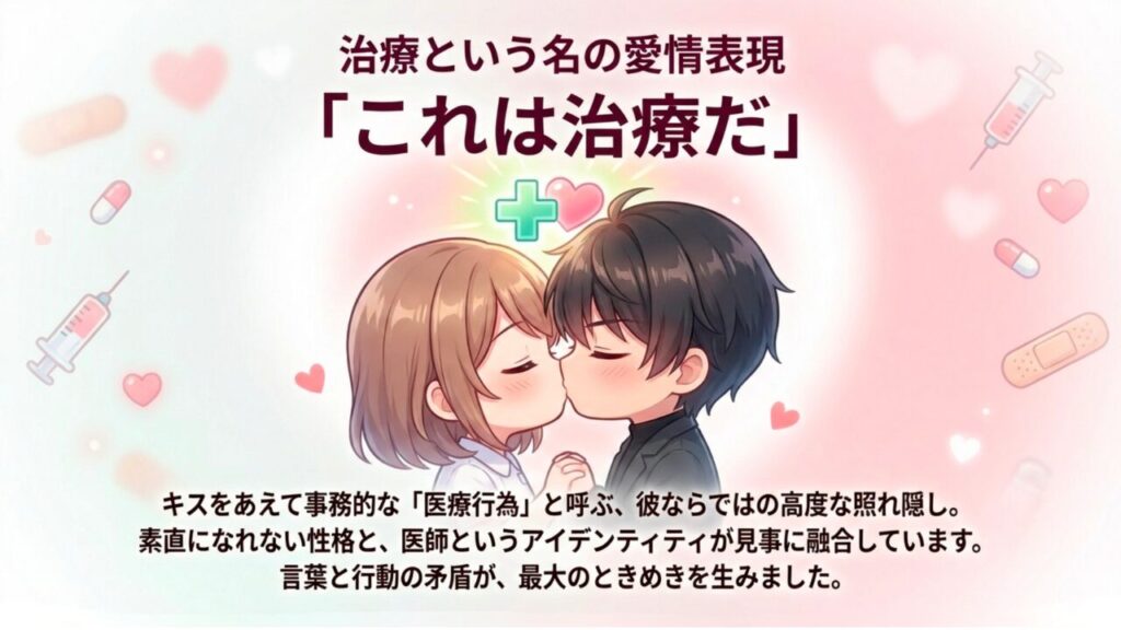 治療という名の愛情表現 「これは治療だ」のキスシーン