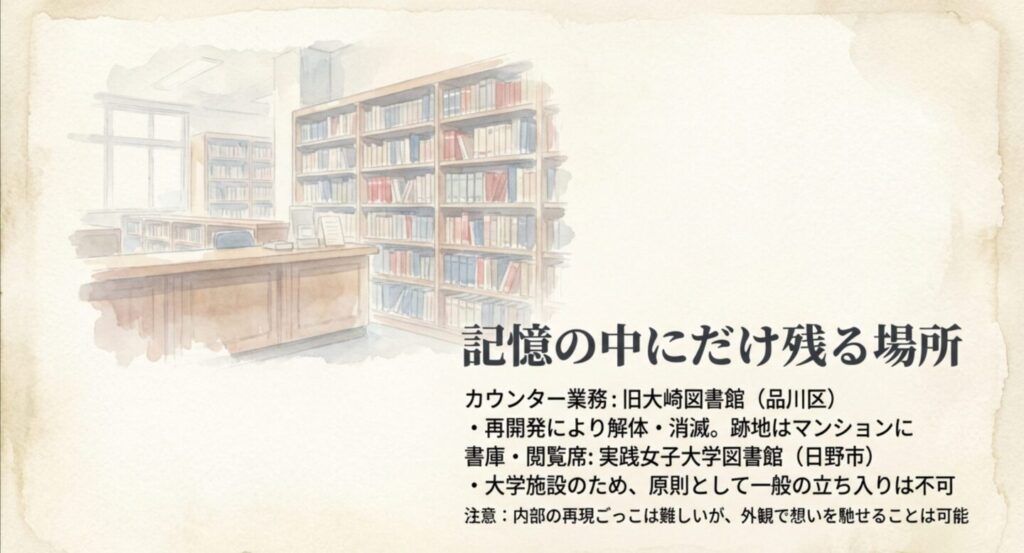 旧大崎図書館は解体されマンションになっていることの説明