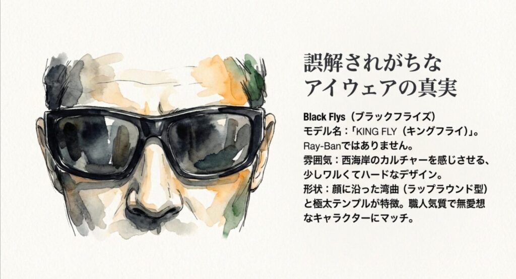 Black FlysのサングラスKING FLY。ラップラウンド型の形状と特徴の解説