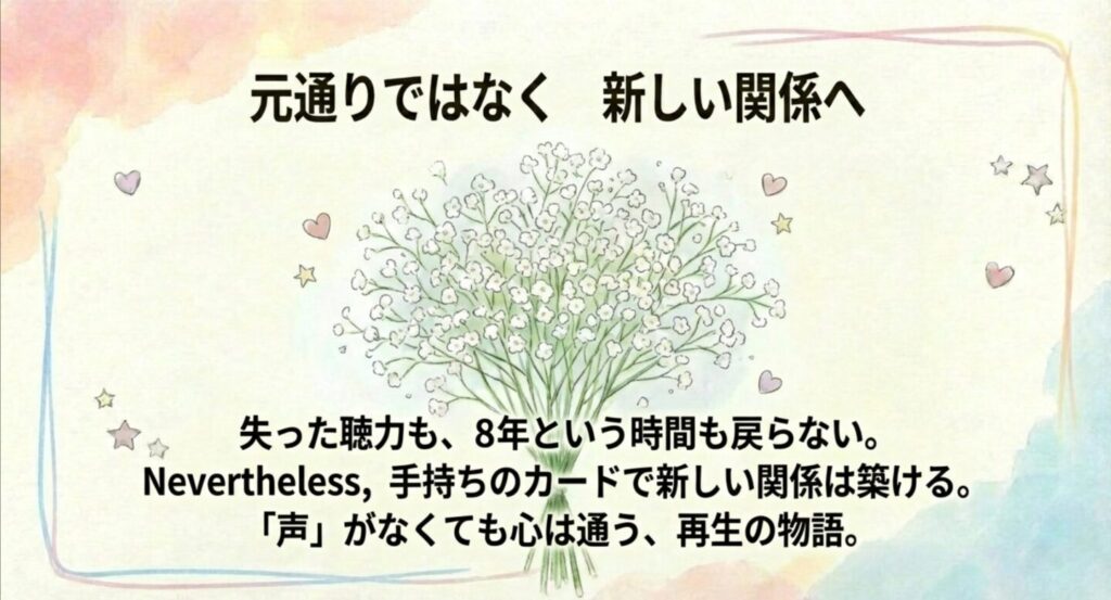 元通りではなく手持ちのカードで築く新しい関係と再生の物語