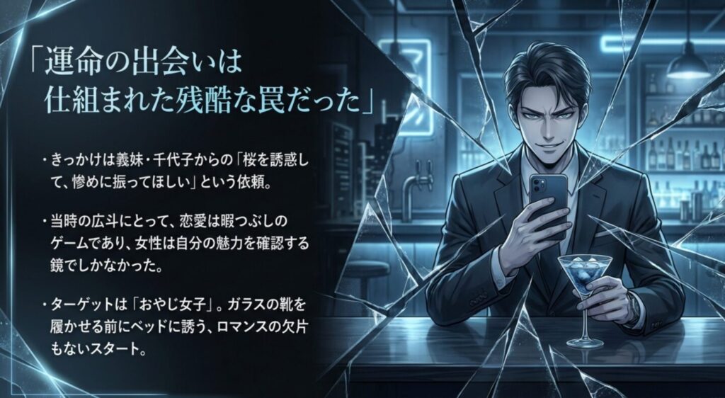 仕組まれた残酷な罠と広斗の歪んだ自己肯定感