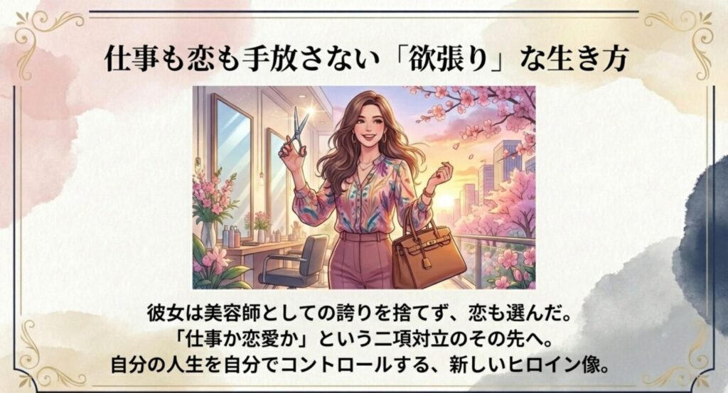 美容師としての誇りも恋も手放さない、新しいヒロイン像