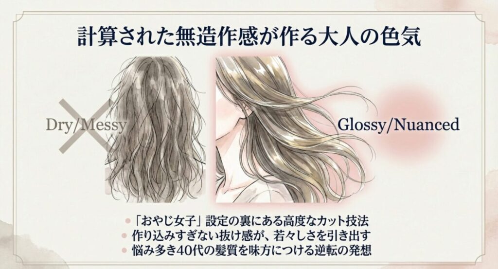 計算された無造作感が作る大人の色気と抜け感