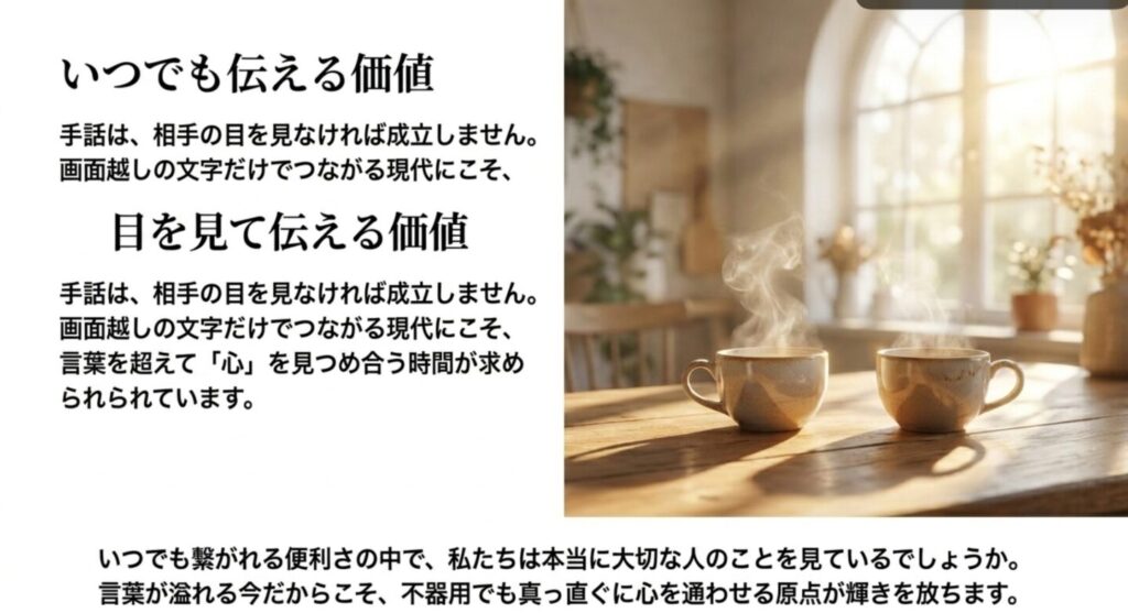 現代における目を見て伝える価値と手話を通した心の交流