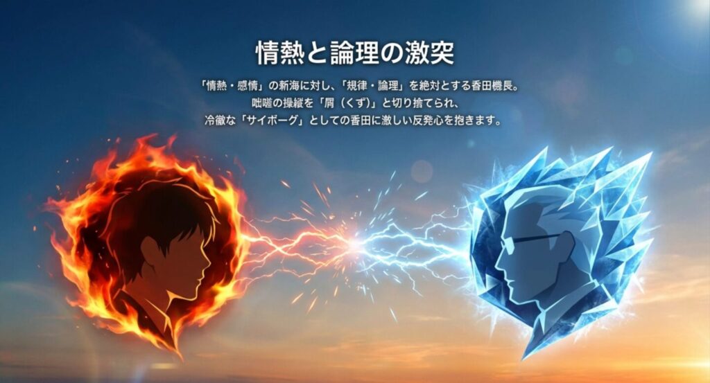新海と香田の情熱と論理の激突