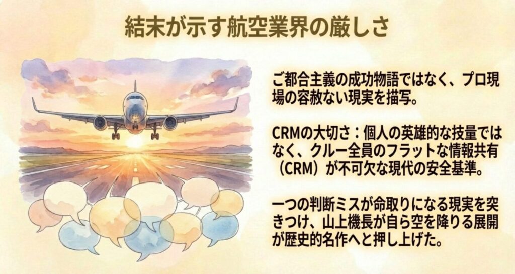 山上機長の退任に見るCRMの大切さと航空業界の容赦ない現実を描いた結末