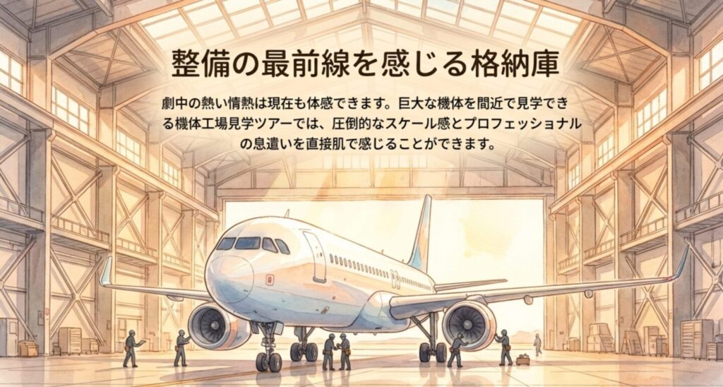 整備の最前線を感じるANA機体工場見学の格納庫