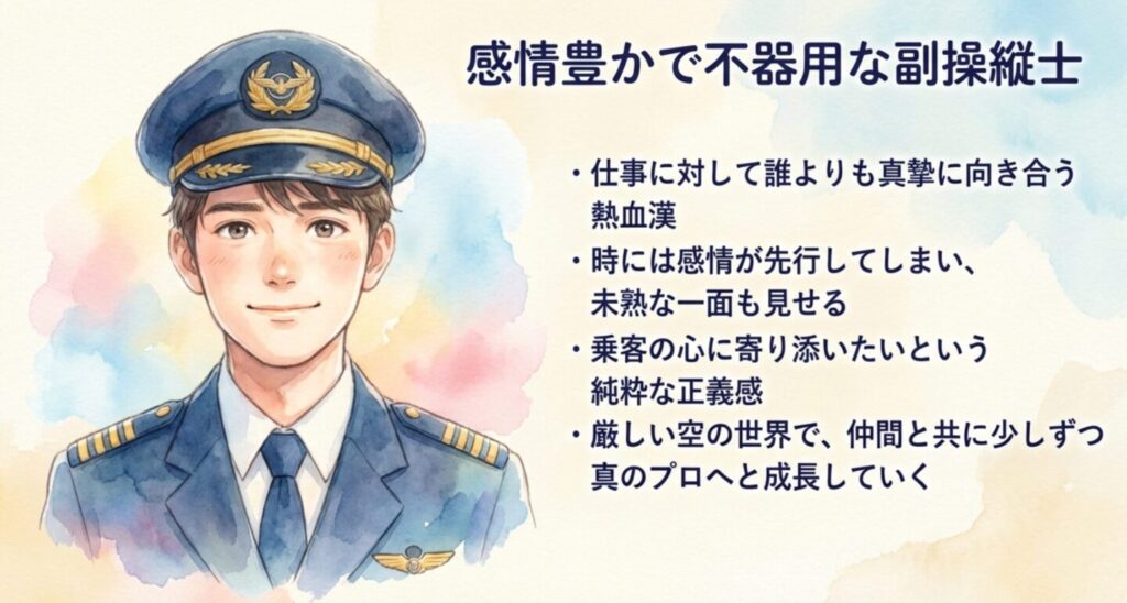 感情豊かで不器用な副操縦士・新海元の魅力