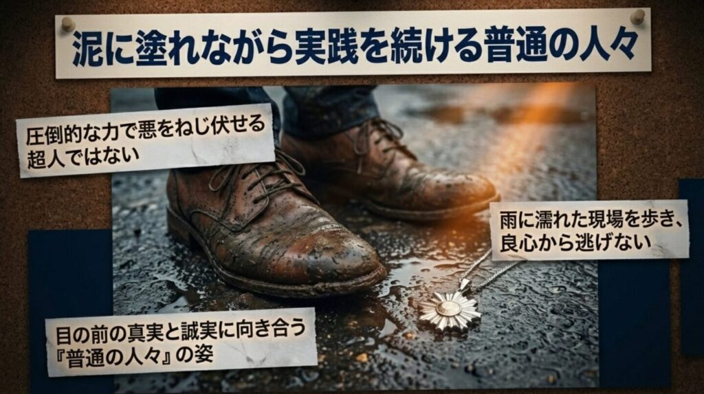 自分の足で真実を探求し続ける主人公の姿