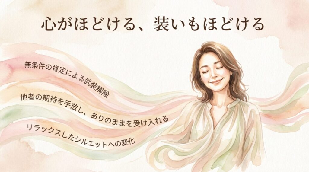 心がほどけリラックスしたシルエットへの変化