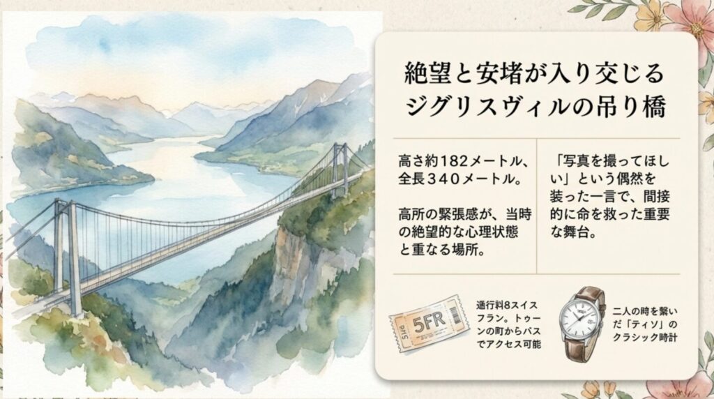 絶望と安堵が入り交じるジグリスヴィルの吊り橋