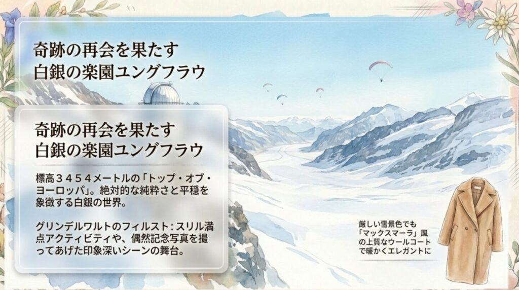 奇跡の再会を果たす白銀の楽園ユングフラウとフィルスト