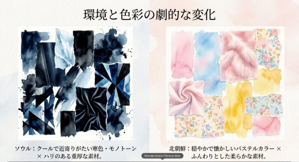 ソウルと北朝鮮でのスタイルの対比