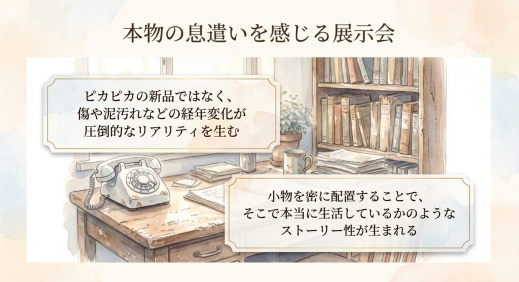 本物の息遣いを感じる愛の不時着展のセット