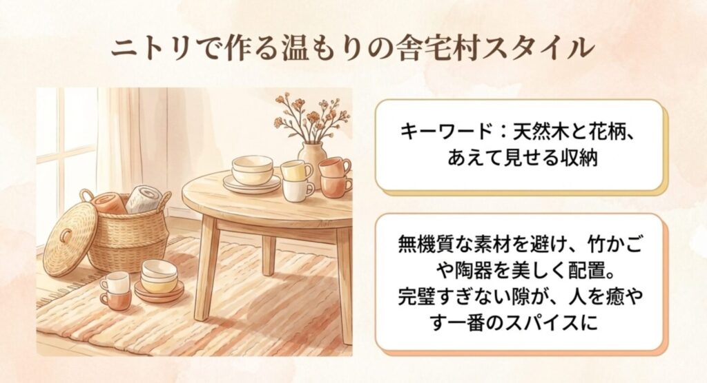 ニトリで作る温もりの舎宅村スタイル