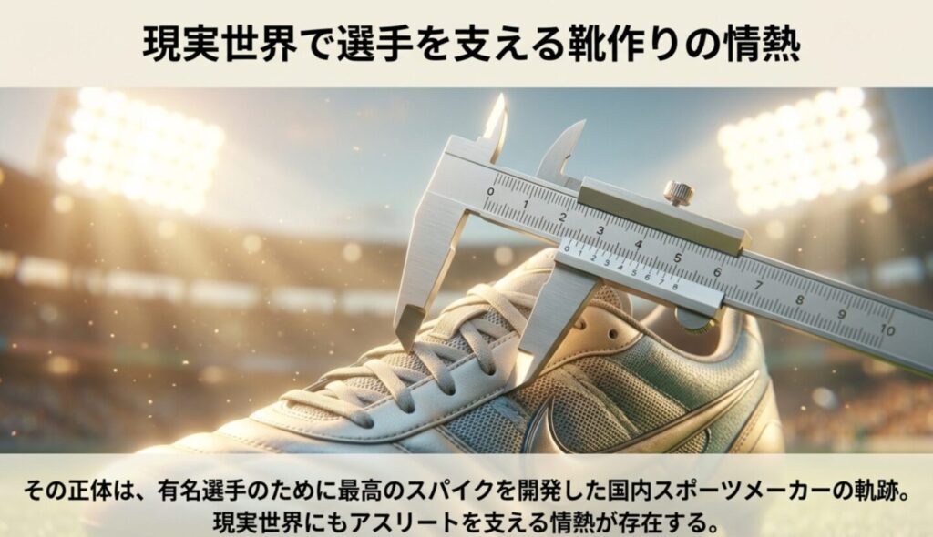 現実世界で有名アスリートのために靴を開発するスポーツメーカーの情熱