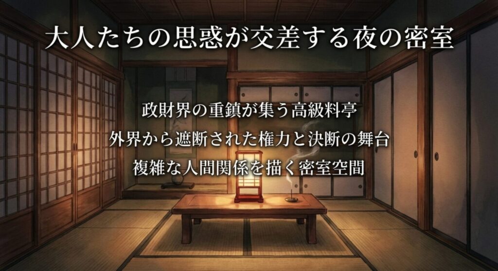 大人たちの思惑が交差する夜の密室 高級料亭の空間