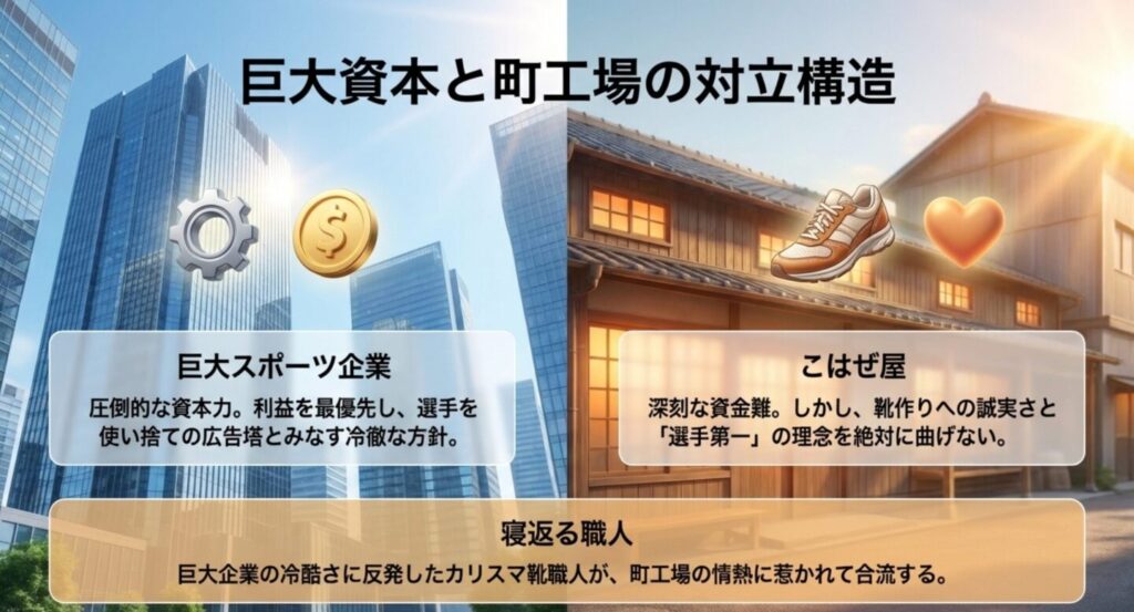 巨大資本アトランティスと町工場こはぜ屋の激しい対立構造