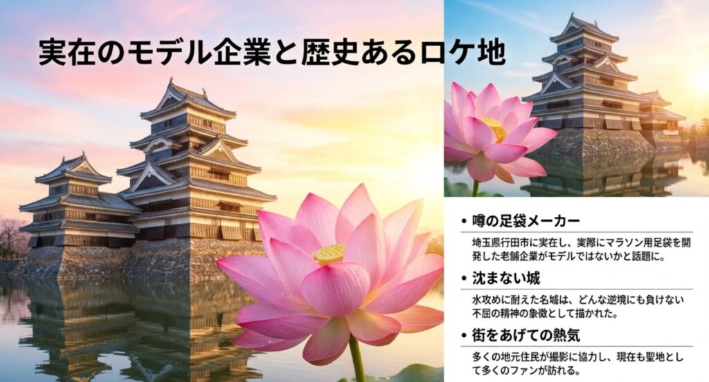 実在のモデル企業と歴史ある行田市のロケ地、沈まない城の象徴