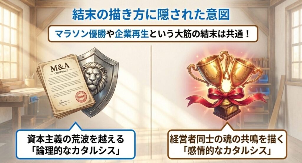 M&Aの契約書と黄金の優勝トロフィー