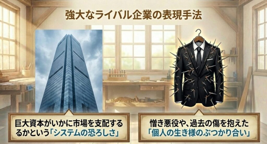 無数のトゲが刺さった黒いビジネススーツ