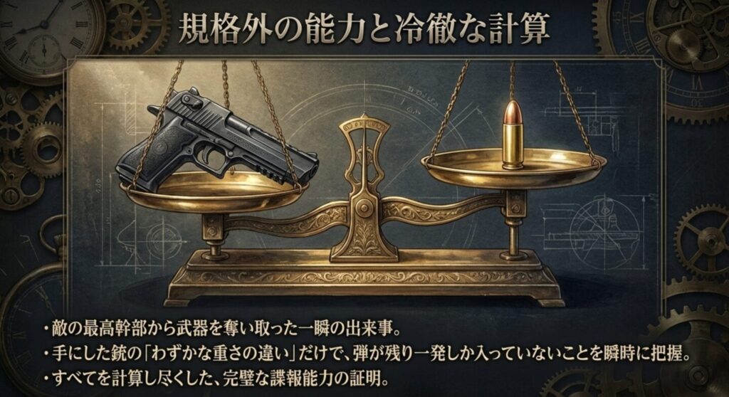 銃の重さだけで残弾数を把握する乃木の計算能力