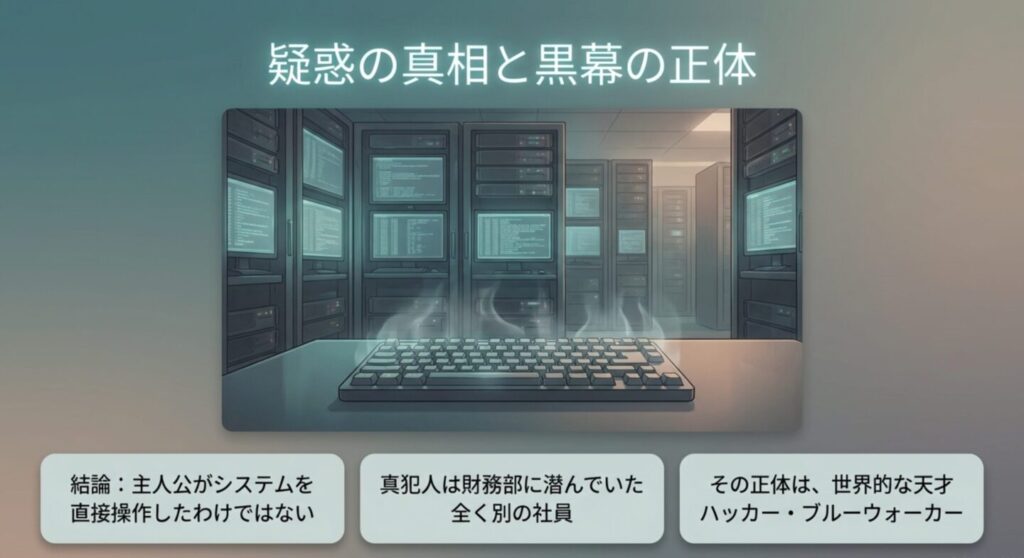 煙を上げるキーボードと並んだサーバーラック