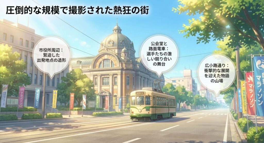 圧倒的な規模で撮影された豊橋市のマラソンロケ地