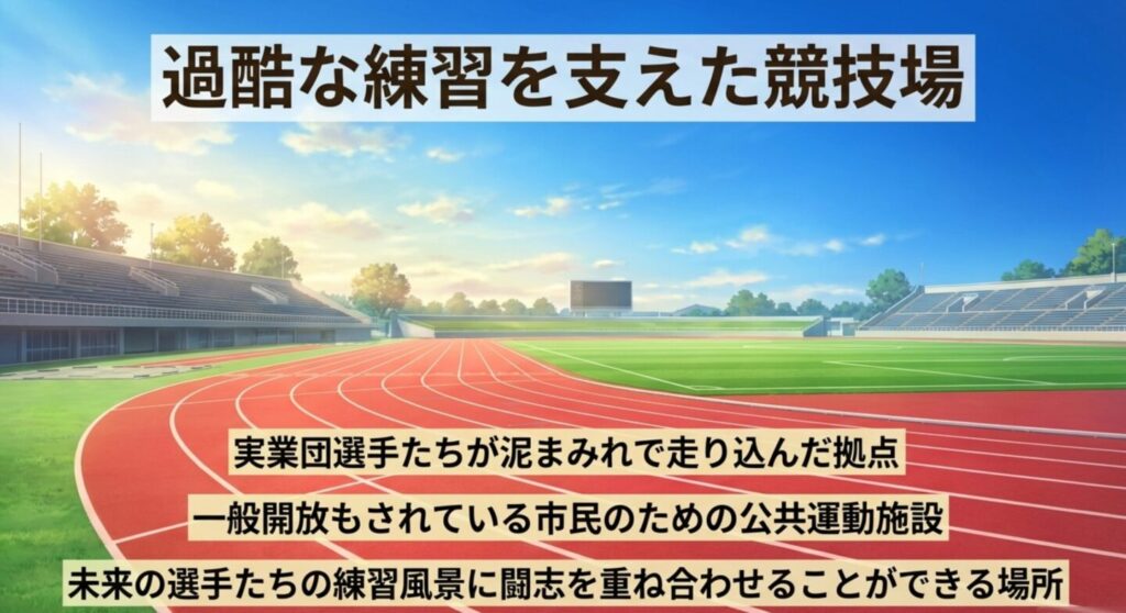 ダイワ食品の選手たちが走り込んだ陸上競技場