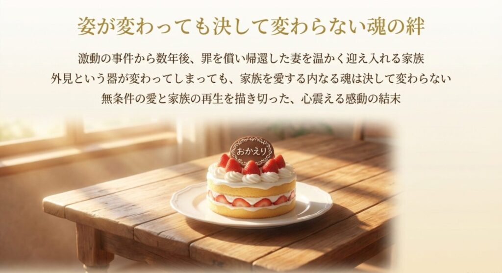 姿が変わっても決して変わらない家族の魂の絆と感動の結末